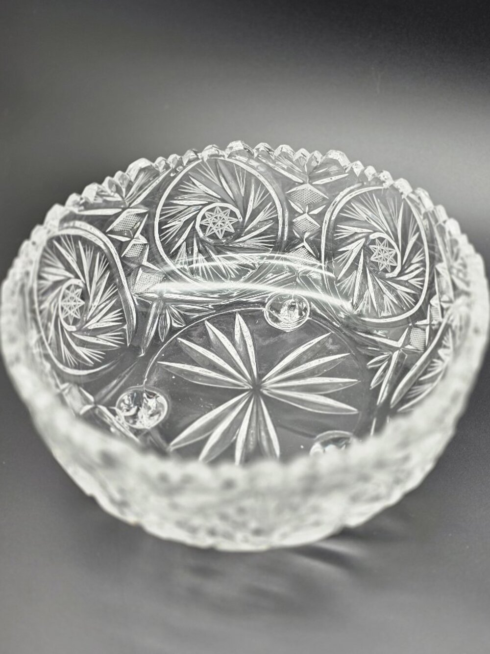 Vintage Clear Cut Lead Crystal Tri-Footed Centerpiece Bowl